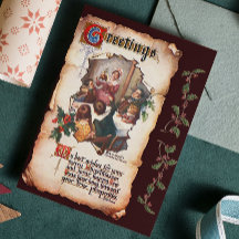 Vintage Victorian Dickens Christmas Carol Greeting