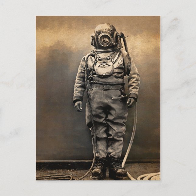 Vintage Victorian Diver Suit Postcard (Front)