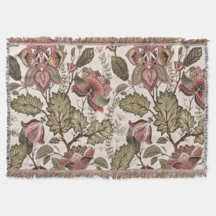 Vintage victorian dusty pink floral pattern throw blanket