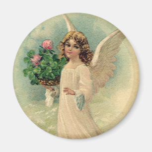 Vintage Victorian Easter Angel with Flowers Magnet