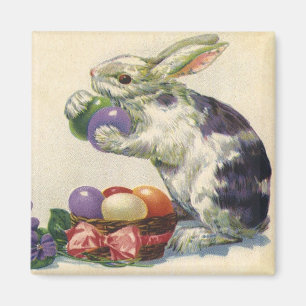 Vintage Victorian Easter Bunny, Flowers and Eggs Magnet