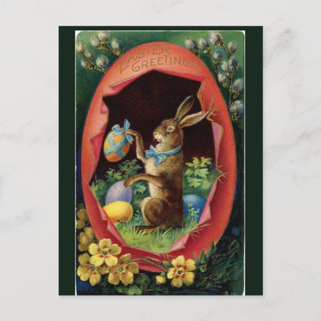 Vintage Victorian Easter Bunny Postcard (Front)
