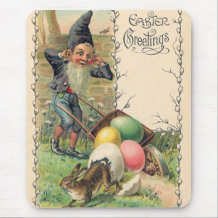 Vintage Victorian Easter Greetings with Gnome Mouse Pad