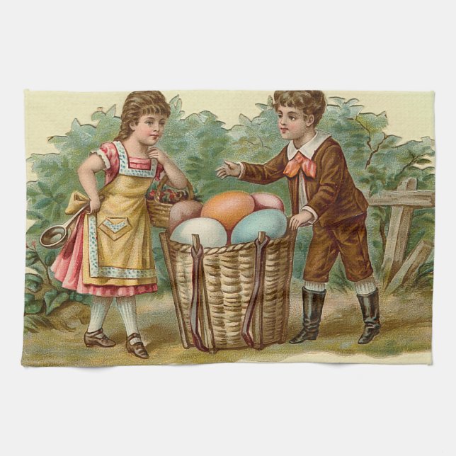 Vintage Victorian Easter Kitchen Towel (Horizontal)