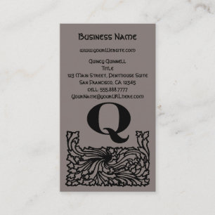 Vintage Victorian Elegant Monogram Letter Q Business Card