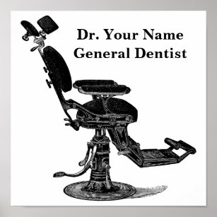 Vintage Victorian Era Dental Chair Template Poster