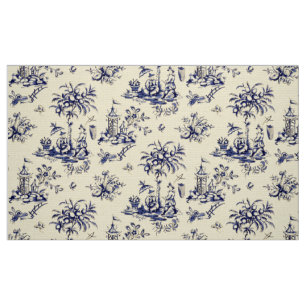 Vintage Victorian Era French Chinoiserie Pattern Fabric