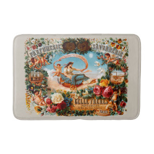 Vintage Victorian Era French Perfume Ad Bath Mat