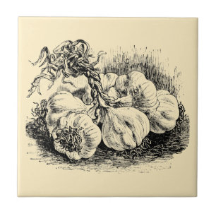 Vintage Victorian Era Fruit & Vegetable Garlic Ad Tile