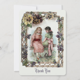Vintage Victorian Era Girls Thank You Card