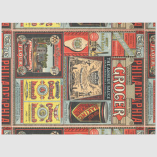 Vintage Victorian Era Grocery Food Ads Decoupage Tissue Paper