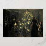 Vintage Victorian Era Happy Christmas Tree Foil Holiday Card<br><div class="desc">This is a digitally enhanced print of an antique Victorian era 1891 painting of children dancing around a Christmas tree titled Happy Christmas by Viggo Johansen. The candles on the tree are highlighted with gold foil. You can personalize the text.</div>