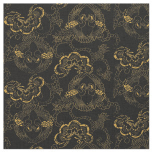 Vintage Victorian Era Japanese Crane Pair Pattern Fabric