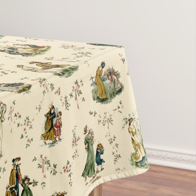 Vintage Victorian era Kate Greenaway Pattern Tablecloth (In Situ)