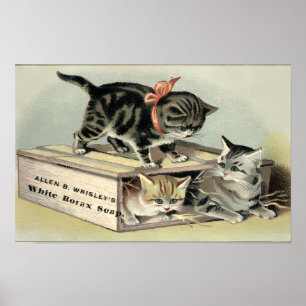 Vintage Victorian Era Kittens Soap Ad Poster