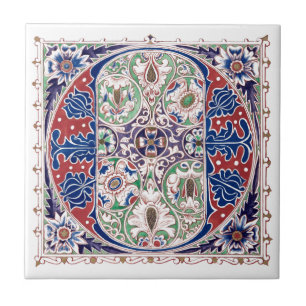 Vintage Victorian Era Medieval Style Illuminated O Tile