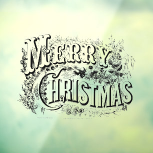 Vintage Victorian Era Merry Christmas Window Cling