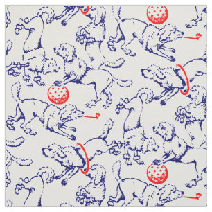 Vintage Victorian Era Playful Poodles Pattern Fabric