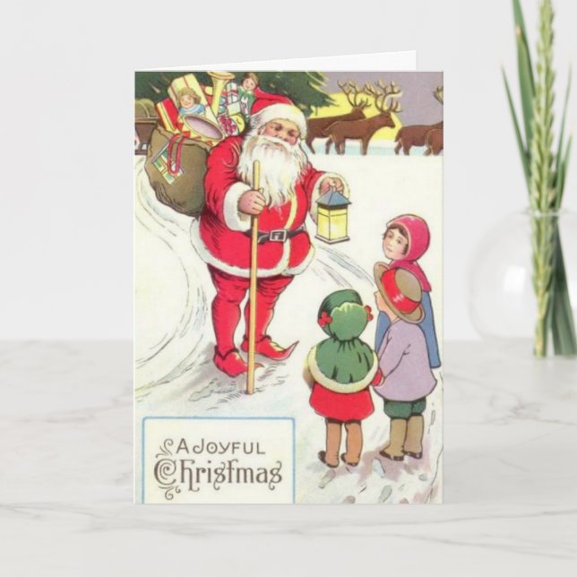 Vintage Victorian Era Santa Elf Card (Front)