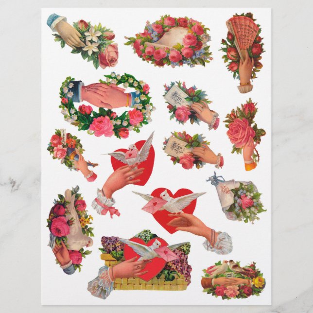 Vintage Victorian Era Scrapbook Hearts Hand Whimsy (Front)