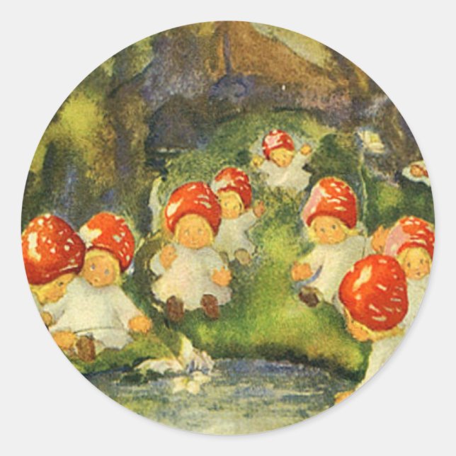 Vintage Victorian Fairies Classic Round Sticker (Front)