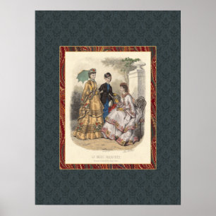 Vintage Victorian Fashion Beauties Antique Print