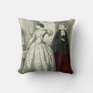 Vintage Victorian Fashion Throw Pillow