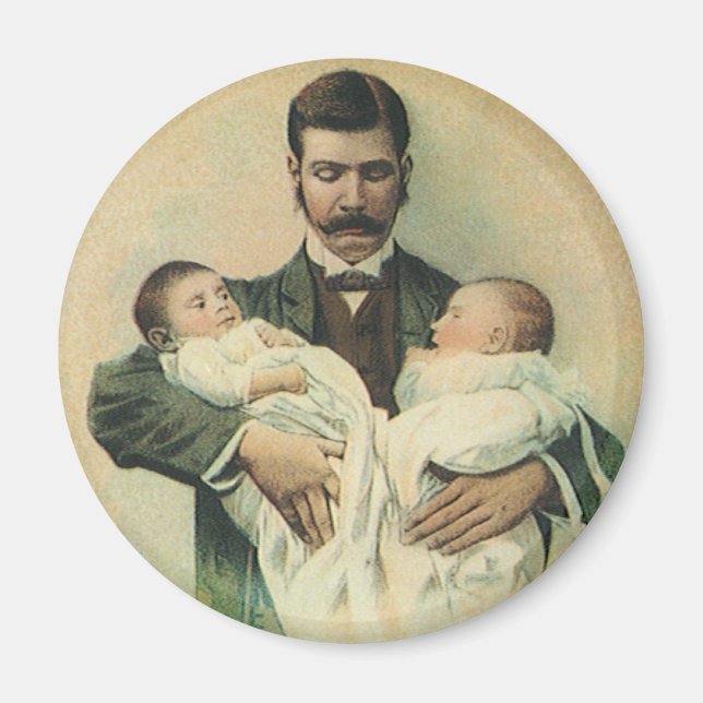 Vintage Victorian Father's Day, It's Triplets! Magnet (Front)