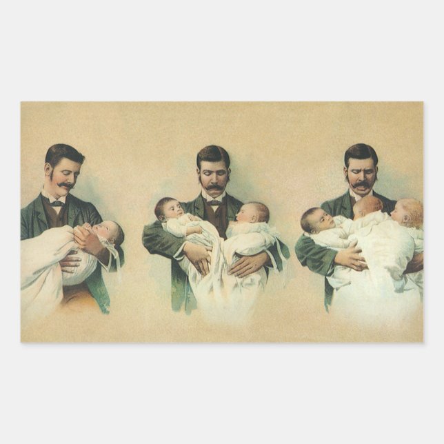 Vintage Victorian Father's Day, It's Triplets! Sticker (Front)
