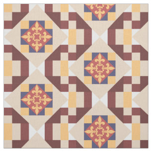 Vintage Victorian Fleur de Lis Tile Pattern Fabric