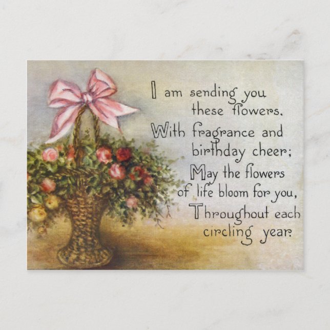 Vintage Victorian Floral Birthday Postcard. Postcard (Front)