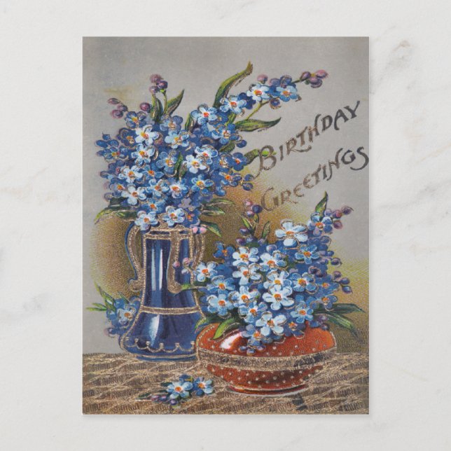 Vintage Victorian Floral Birthday Postcard. Postcard (Front)
