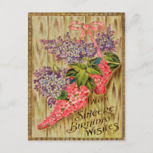Vintage Victorian Floral Birthday Postcard. Postcard