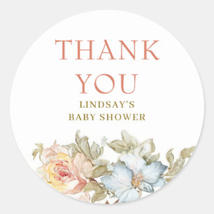 Vintage Victorian Floral Elegant Thank You Classic Round Sticker