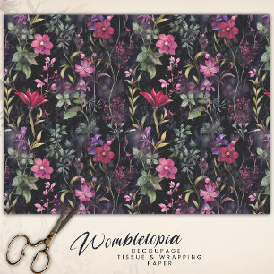 Vintage Victorian Floral Pink Purple Decoupage  Tissue Paper
