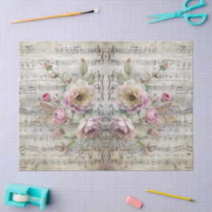 Vintage Victorian Floral Sheet Music Design