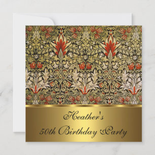 Vintage Victorian Floral Snakeshead 1876 Gold Invitation