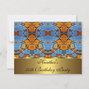 Vintage Victorian Floral St James 1880 Gold Invitation