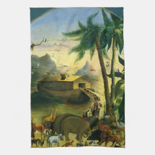 Vintage Victorian Folk Art, Noah's Ark by Hidley Kitchen Towel