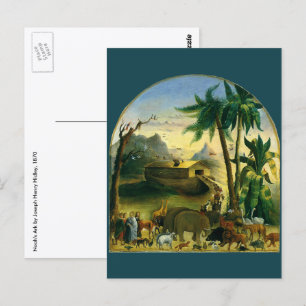 Vintage Victorian Folk Art, Noah's Ark by Hidley Postcard