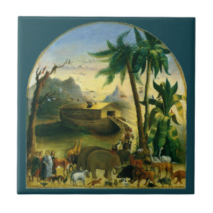 Vintage Victorian Folk Art, Noah's Ark by Hidley Tile