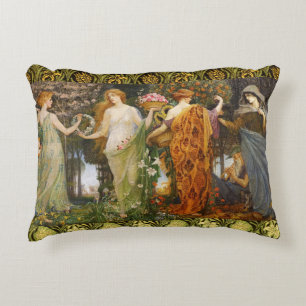 Vintage Victorian Four Seasons Goddess Floral Art Accent Pillow