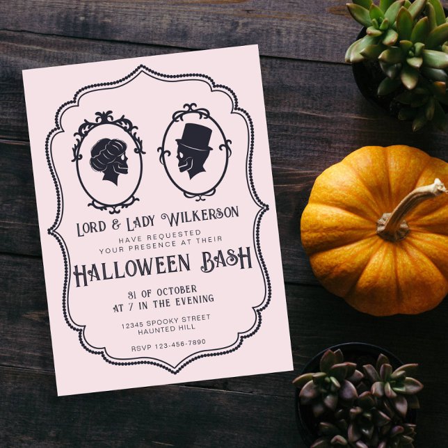 Vintage Victorian Frame Skull Halloween Bash Invitation (Creator Uploaded)