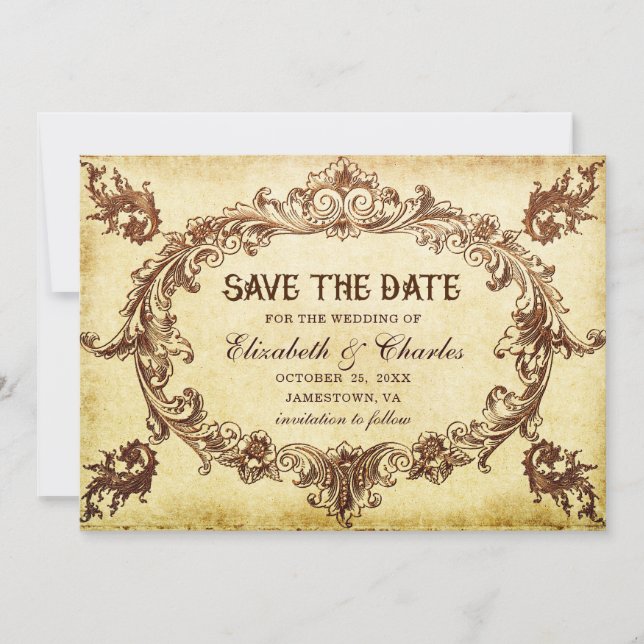 Vintage Victorian Frame Wedding Save the Date (Front)