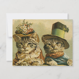 Vintage Victorian Funny Cats in Hats Save the Date