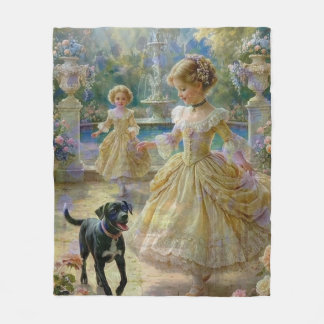 Vintage Victorian Garden Tale - Ultra Soft Plush  Fleece Blanket