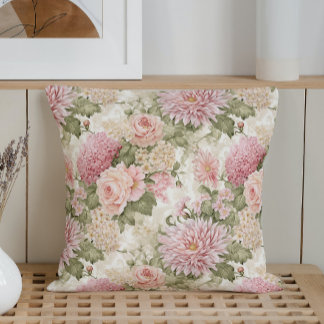 Vintage Victorian Garden  Throw Pillow