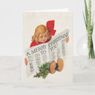 Vintage Victorian Girl Christmas Greeting Card
