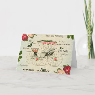 Vintage victorian girly greeting card w flowers