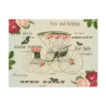 Vintage victorian girly postcard w flowers